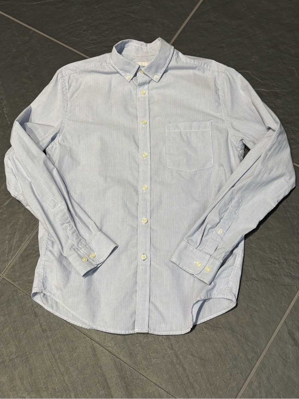 Pale Blue Striped Button Collar Medium Goodfellow